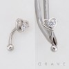 OPEN-HEART CZ 316L SURGICAL STEEL CURVED BARBELL/EYEBROW